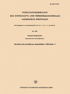 cover image of Die Bahn des künstlichen Erdsatelliten 1958 Delta 2